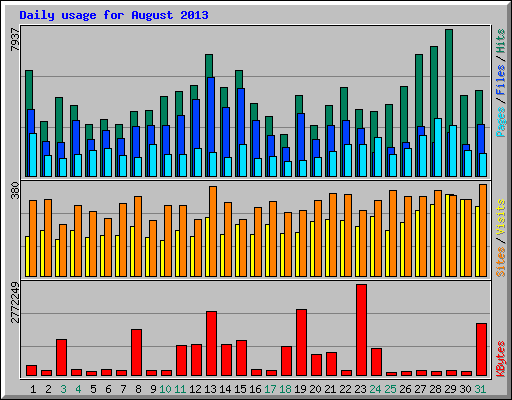 Daily usage for August 2013