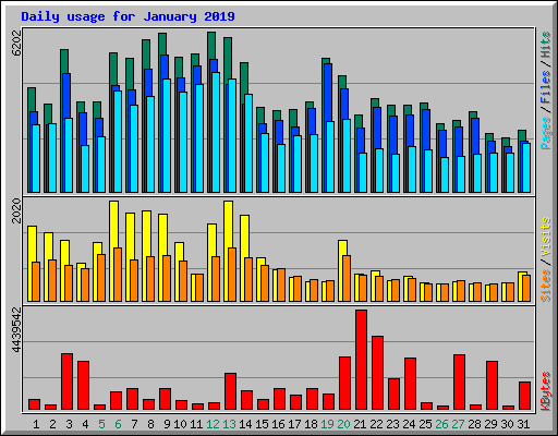 Daily usage for January 2019