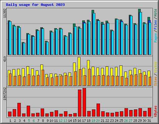 Daily usage for August 2023