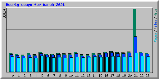 Hourly usage for March 2021